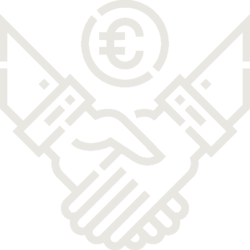 Icon Handschlag mit Eurozeichen als Symbol für Preisgarantie